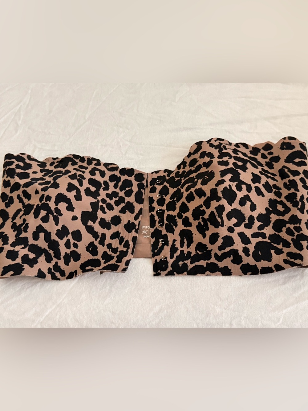 & Other Stories Leopard Print Strapless Bustier Bra in Taupe and Black